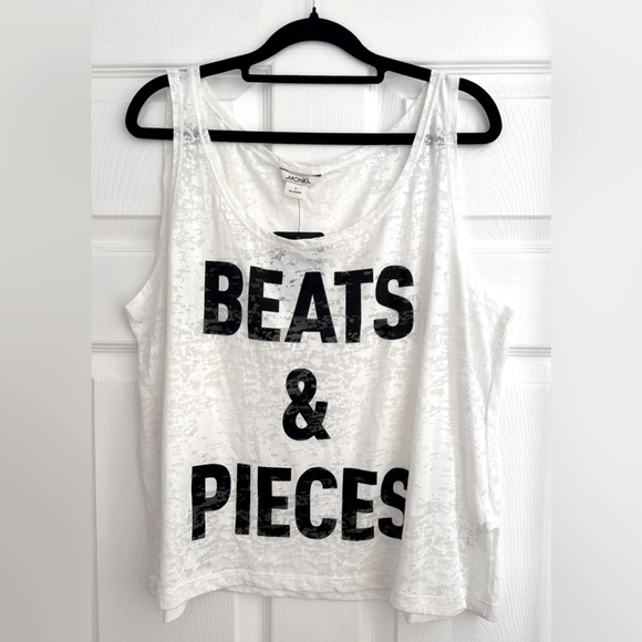 Monki “Beats & Pieces” White Burn Out Tank Top, Size Large - NWT - Picture 1 of 11